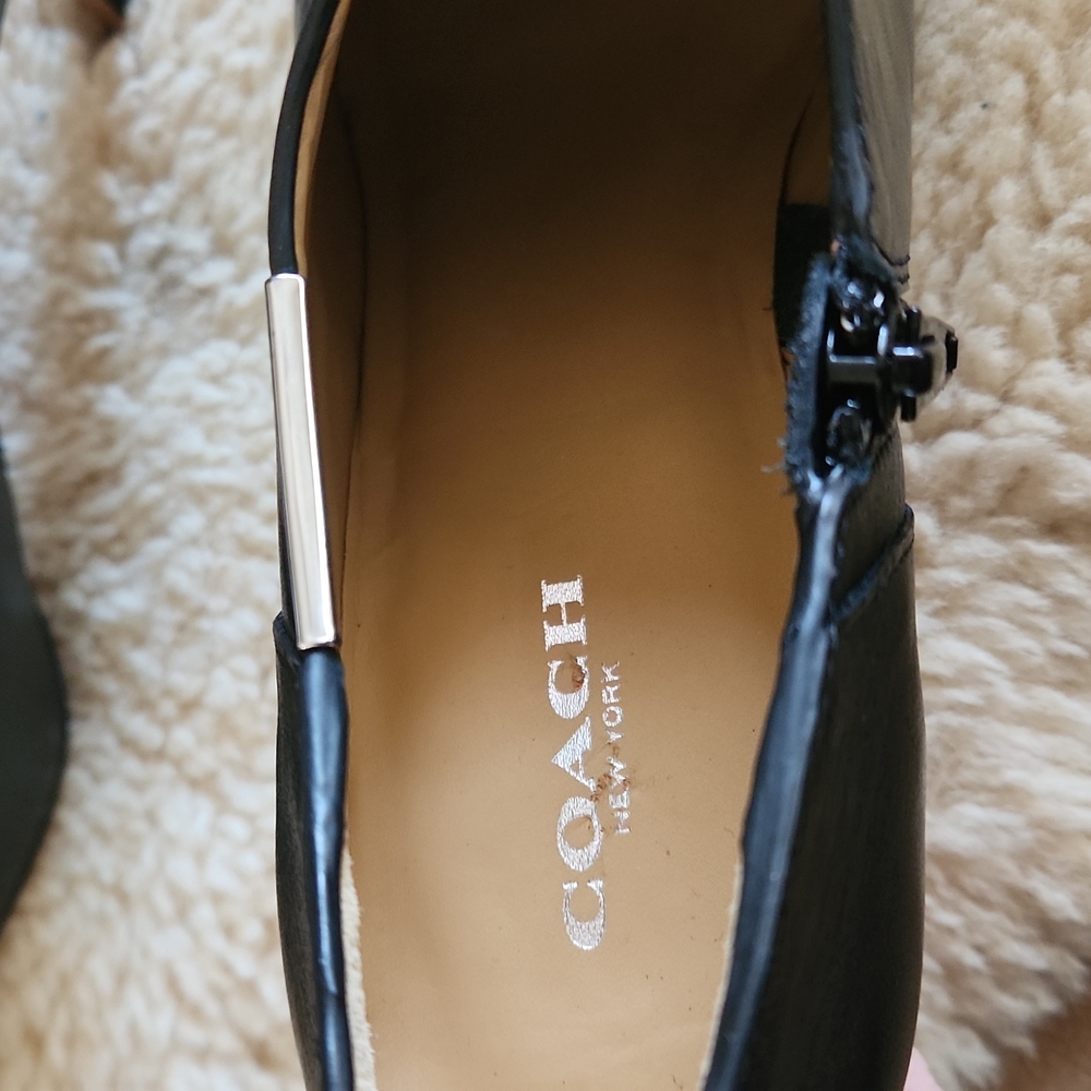 NWT IOB Coach Black Seneca Glazed Leather Shoe Boot Size 8M - Picture 12 of 15